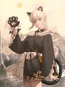 Preview wallpaper girl, neko, paw, anime