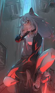 Preview wallpaper girl, neko, pose, anime, art