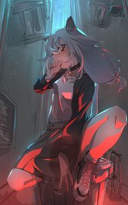 Preview wallpaper girl, neko, pose, anime, art