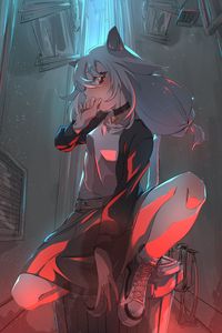 Preview wallpaper girl, neko, pose, anime, art