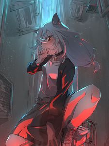 Preview wallpaper girl, neko, pose, anime, art