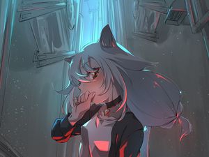 Preview wallpaper girl, neko, pose, anime, art