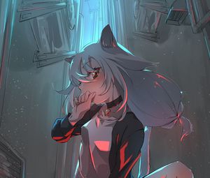 Preview wallpaper girl, neko, pose, anime, art