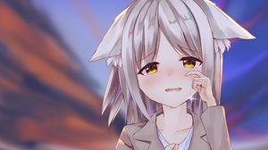 Preview wallpaper girl, neko, sadness, tears, anime