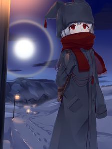 Preview wallpaper girl, neko, scarf, anime