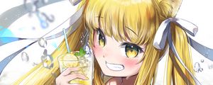 Preview wallpaper girl, neko, smile, lemonade, anime