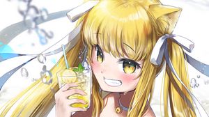 Preview wallpaper girl, neko, smile, lemonade, anime