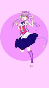 Preview wallpaper girl, neko, smile, anime, art, purple