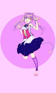 Preview wallpaper girl, neko, smile, anime, art, purple