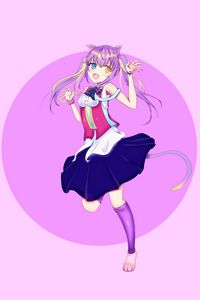 Preview wallpaper girl, neko, smile, anime, art, purple