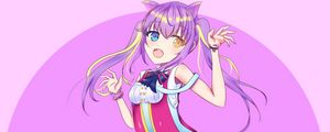 Preview wallpaper girl, neko, smile, anime, art, purple