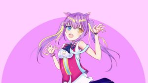 Preview wallpaper girl, neko, smile, anime, art, purple