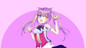 Preview wallpaper girl, neko, smile, anime, art, purple