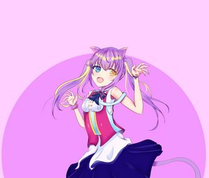 Preview wallpaper girl, neko, smile, anime, art, purple