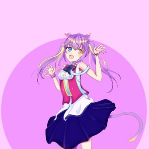 Preview wallpaper girl, neko, smile, anime, art, purple