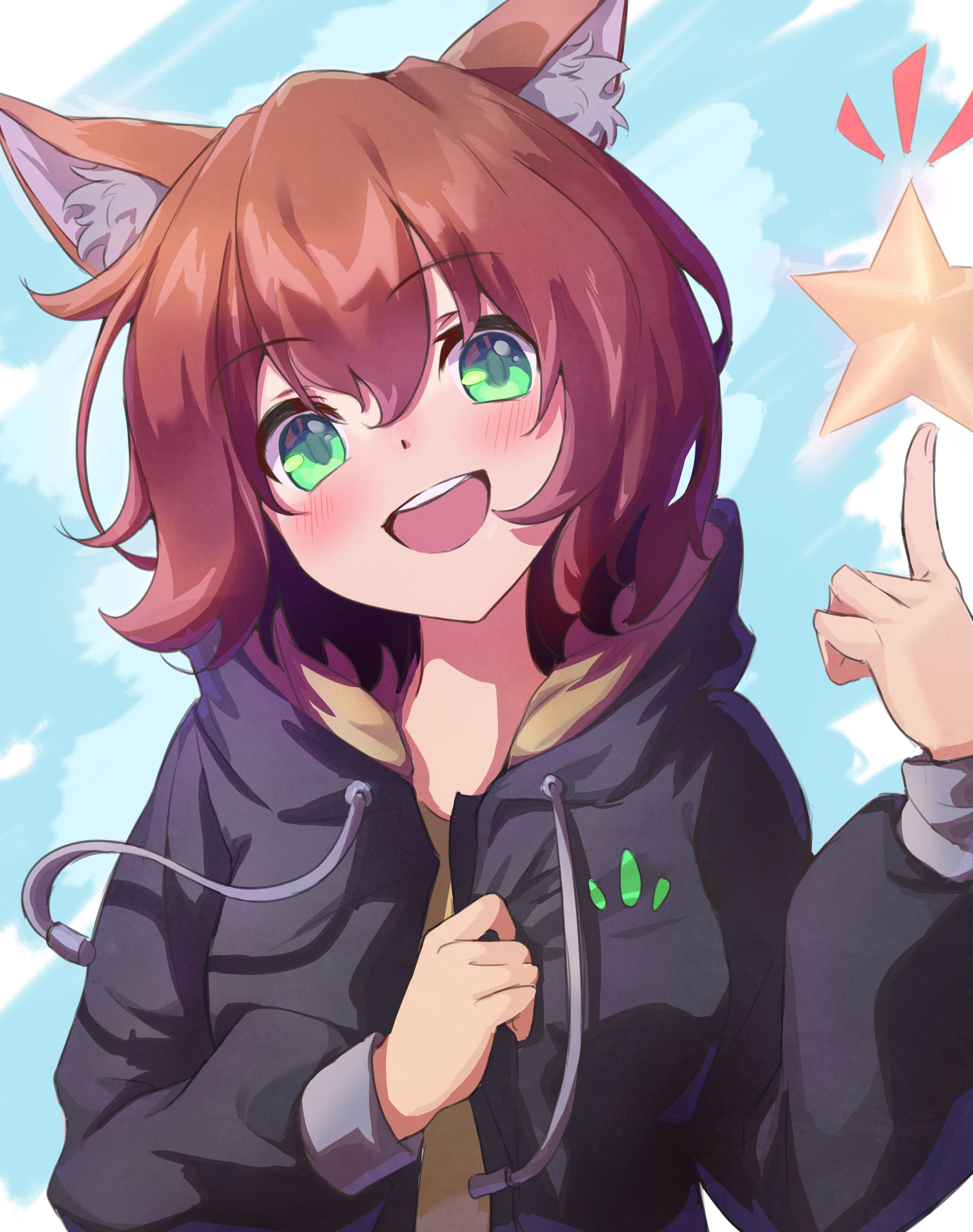 Download wallpaper 3000x3800 girl, neko, smile, anime, art hd background