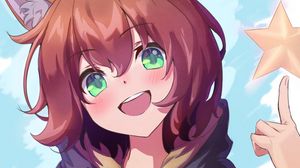 Preview wallpaper girl, neko, smile, anime, art