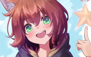 Preview wallpaper girl, neko, smile, anime, art