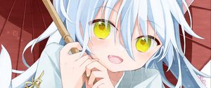 Preview wallpaper girl, neko, smile, umbrella, anime, art