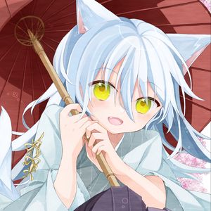 Preview wallpaper girl, neko, smile, umbrella, anime, art