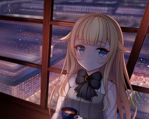 Preview wallpaper girl, neko, smile, tea party, anime