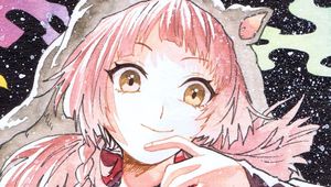 Preview wallpaper girl, neko, smile, snow, watercolor, anime
