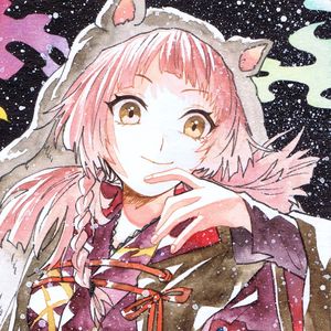 Preview wallpaper girl, neko, smile, snow, watercolor, anime