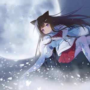 Preview wallpaper girl, neko, snow, anime