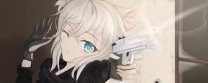 Preview wallpaper girl, neko, soldier, gun, shot, anime