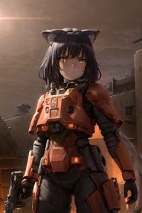 Preview wallpaper girl, neko, soldier, weapon, anime