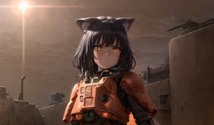 Preview wallpaper girl, neko, soldier, weapon, anime