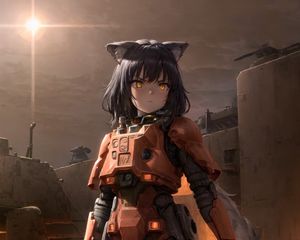 Preview wallpaper girl, neko, soldier, weapon, anime