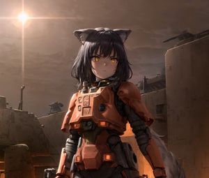 Preview wallpaper girl, neko, soldier, weapon, anime