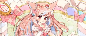 Preview wallpaper girl, neko, staff, marshmallow, anime, art