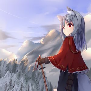 Preview wallpaper girl, neko, tail, winter, anime