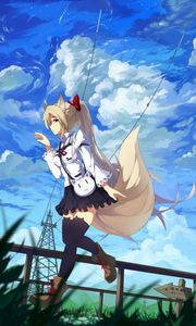 Preview wallpaper girl, neko, tail, movement, anime