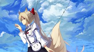 Preview wallpaper girl, neko, tail, movement, anime