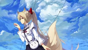 Preview wallpaper girl, neko, tail, movement, anime