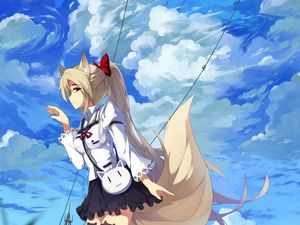 Preview wallpaper girl, neko, tail, movement, anime