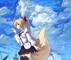 Preview wallpaper girl, neko, tail, movement, anime