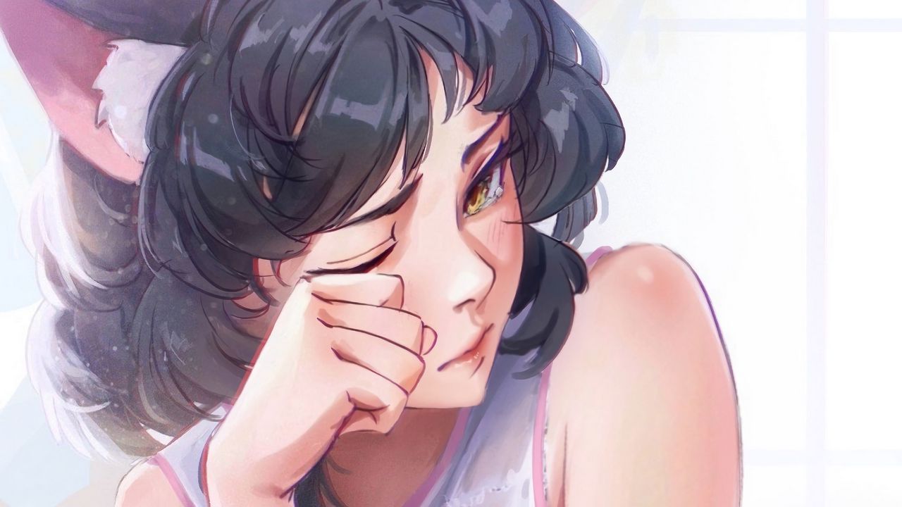 Wallpaper girl, neko, tears, sad, anime