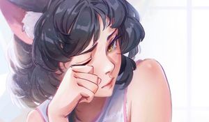 Preview wallpaper girl, neko, tears, sad, anime