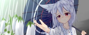 Preview wallpaper girl, neko, umbrella, rain, anime