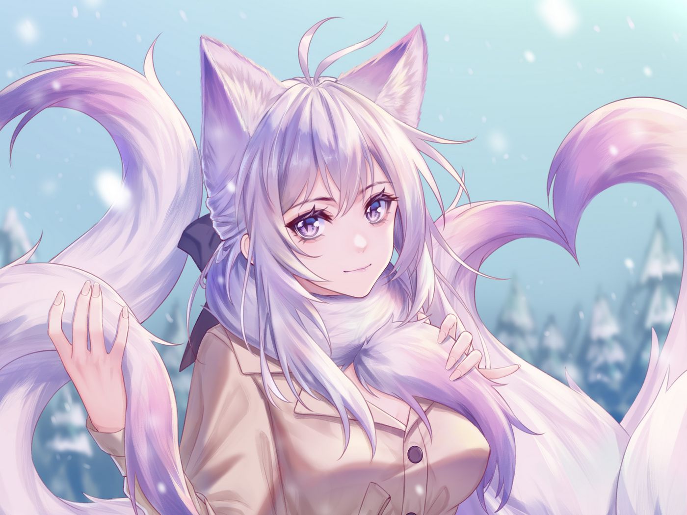 Premium Vector  Kawaii cute anime girl having hot chocolate in winter  illustration