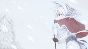 Preview wallpaper girl, neko, winter, anime