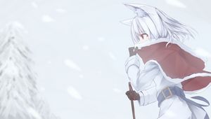 Preview wallpaper girl, neko, winter, anime