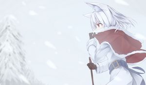 Preview wallpaper girl, neko, winter, anime