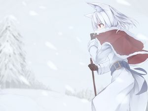 Preview wallpaper girl, neko, winter, anime