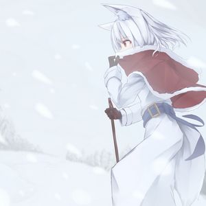 Preview wallpaper girl, neko, winter, anime