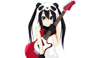 Preview wallpaper girl, nice, smile, guitar, hat, panda